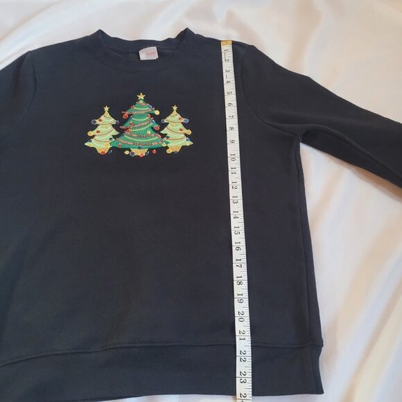 Vintage Christmas Sweatshirt Black Size S Christmas Trees Holiday - Picture 7 of 8